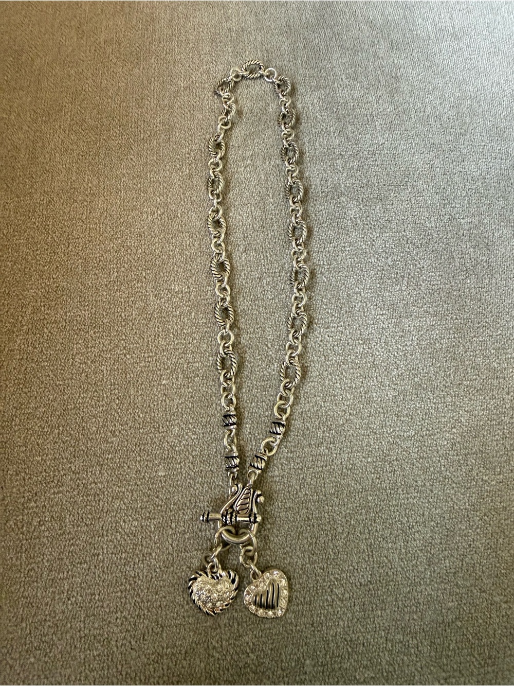 Premier Designs Double Heart Toggle Necklace - Silver